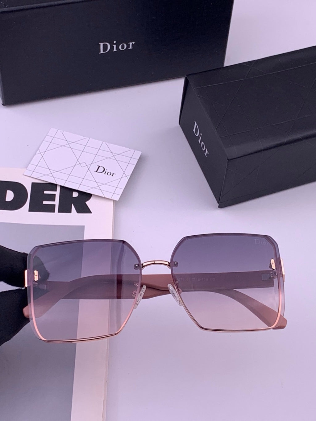 Dior CD0238 Polarized Square Red Lens Sunglasses for Women - 382475