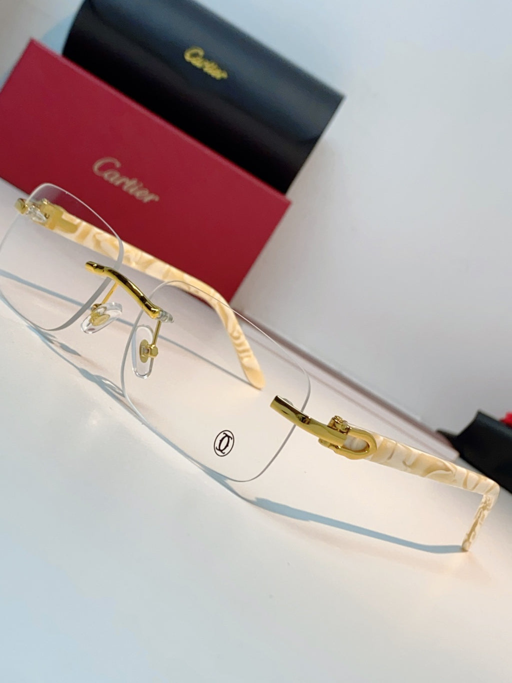 Cartier Lightweight Metal Rimless Orange Lens Sunglasses for Men - 382772 - detail image 7
