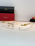 Cartier Lightweight Metal Rimless Orange Lens Sunglasses for Men - 382772