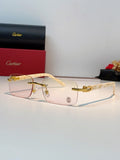 Cartier Lightweight Metal Rimless Orange Lens Sunglasses for Men - 382773