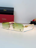 Cartier Lightweight Metal Rimless Gold Lens Sunglasses for Men
