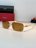 Cartier Lightweight Metal Rimless Brown Lens Sunglasses for Men