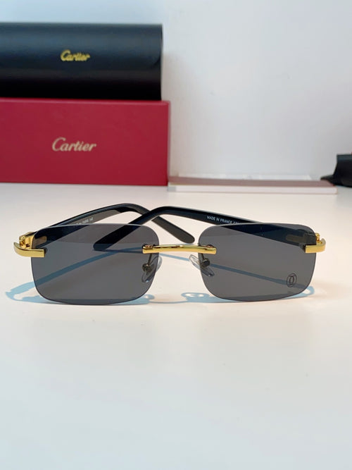 Cartier Lightweight Metal Rimless Black Lens Sunglasses for Men - detail image 2