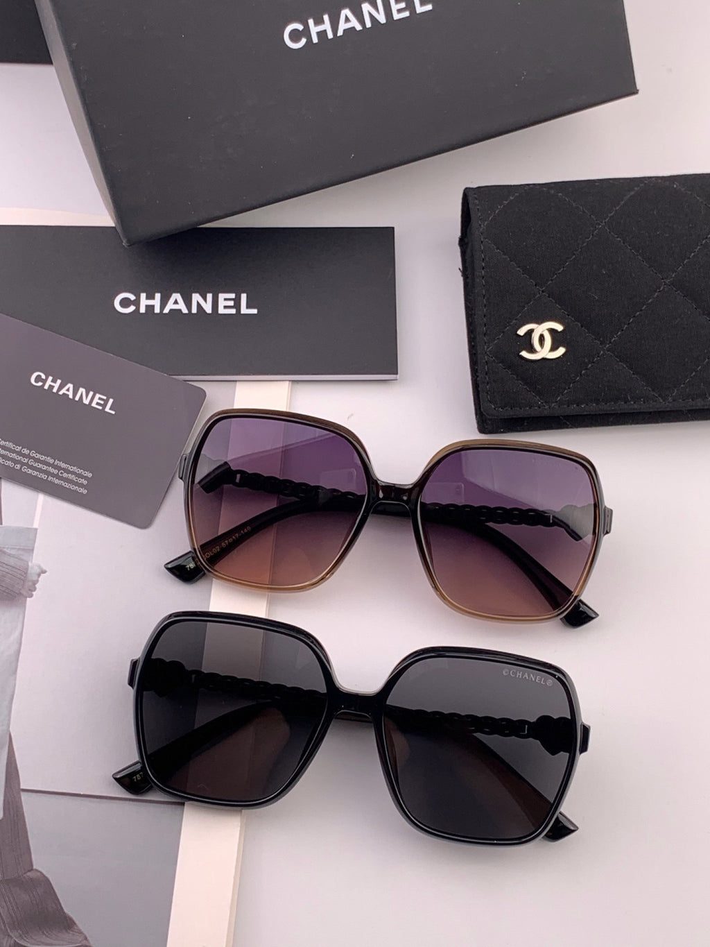 Chanel CH4787 Polarized Square Gold Lens Sunglasses for Women - 382291 - detail image 7