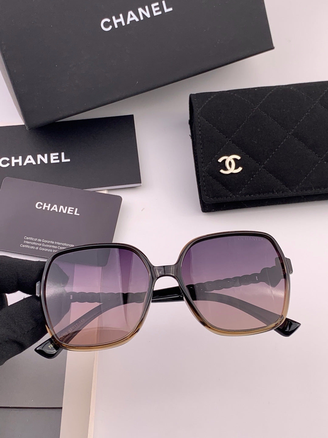 Chanel CH4787 Polarized Square Gold Lens Sunglasses for Women - 382291 - detail image 2