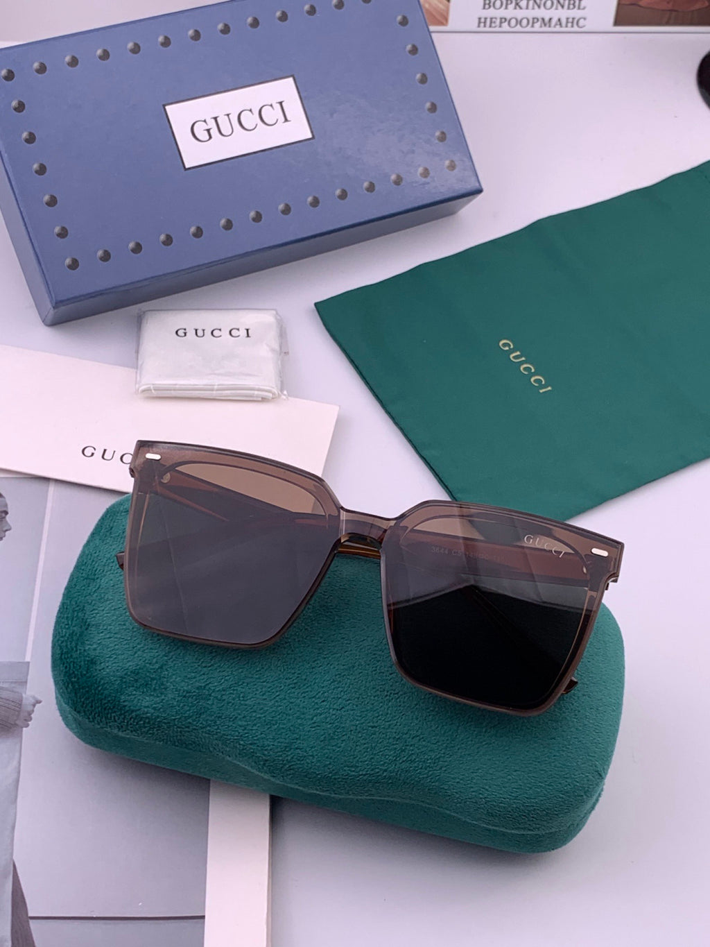 Gucci G4364 Polarized Square Gold Lens Sunglasses for Men & Women - 382131 - detail image 6