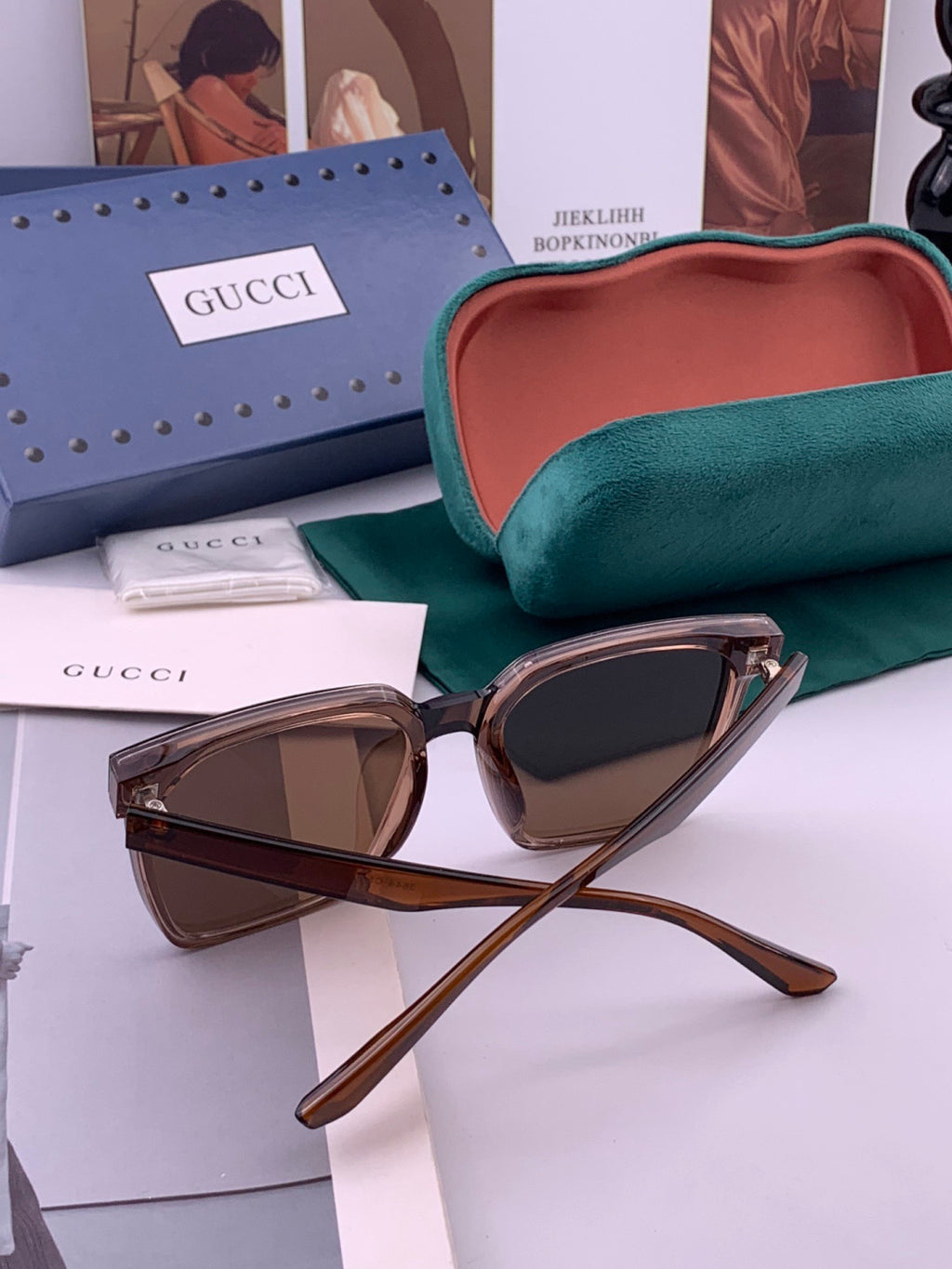 Gucci G4364 Polarized Square Gold Lens Sunglasses for Men & Women - 382131 - detail image 5