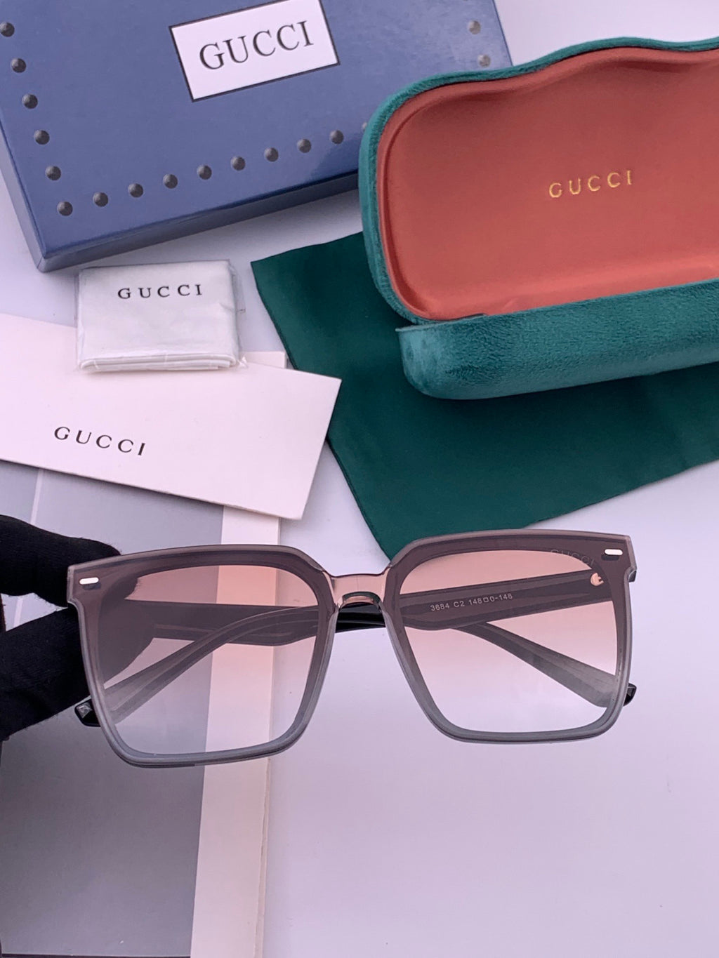 Gucci G4364 Polarized Square Gold Lens Sunglasses for Men & Women - 382132