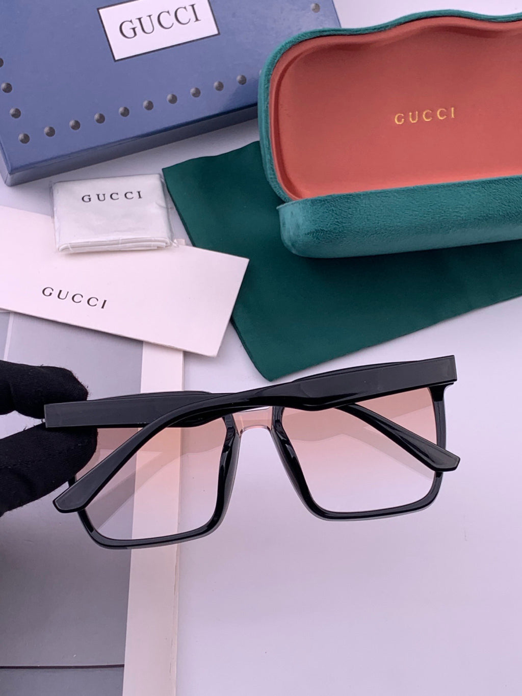 Gucci G4364 Polarized Square Gold Lens Sunglasses for Men & Women - 382132 - detail image 4