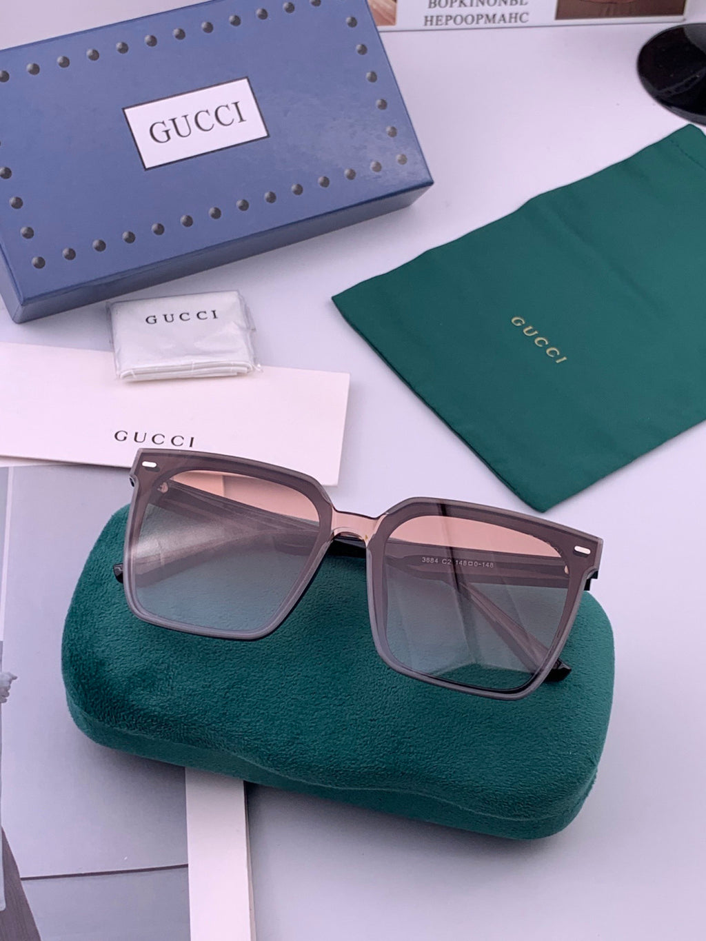 Gucci G4364 Polarized Square Gold Lens Sunglasses for Men & Women - 382132 - detail image 6