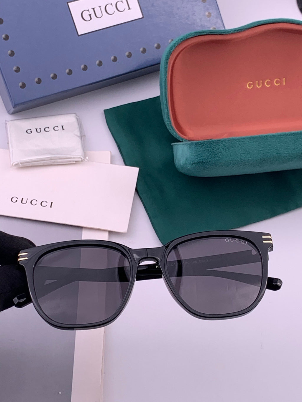Gucci G17723 Round Black Lens Sunglasses for Men & Women - 382110
