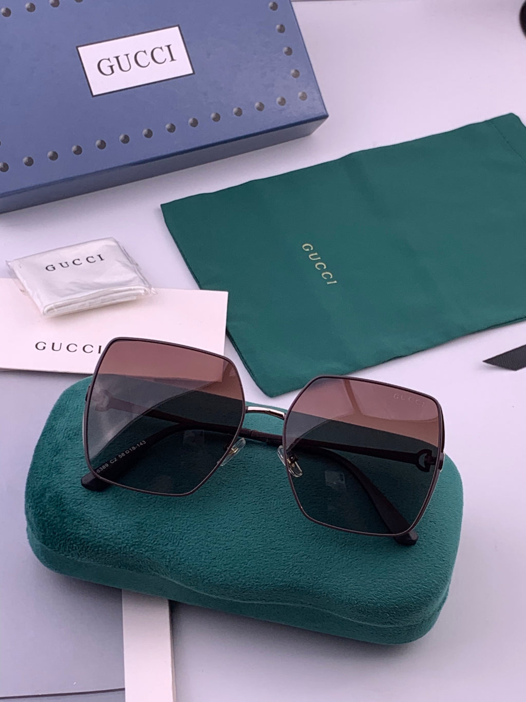 Gucci G9638 Polarized Square Brown Lens Sunglasses for Women - 382120 - detail image 7