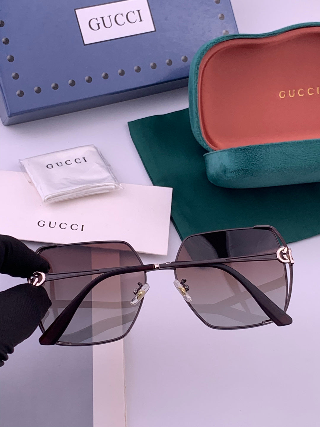 Gucci G9638 Polarized Square Brown Lens Sunglasses for Women - 382120 - detail image 6