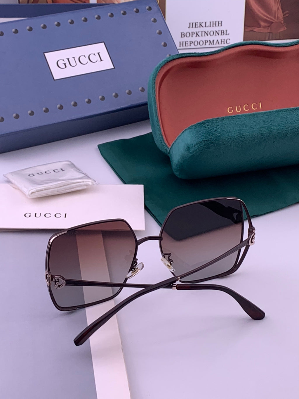 Gucci G9638 Polarized Square Brown Lens Sunglasses for Women - 382120 - detail image 5