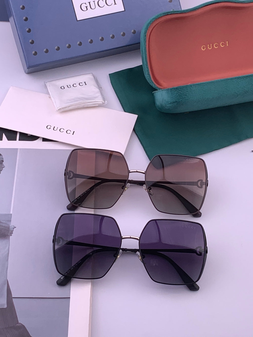 Gucci G9638 Polarized Square Brown Lens Sunglasses for Women - 382120 - detail image 8
