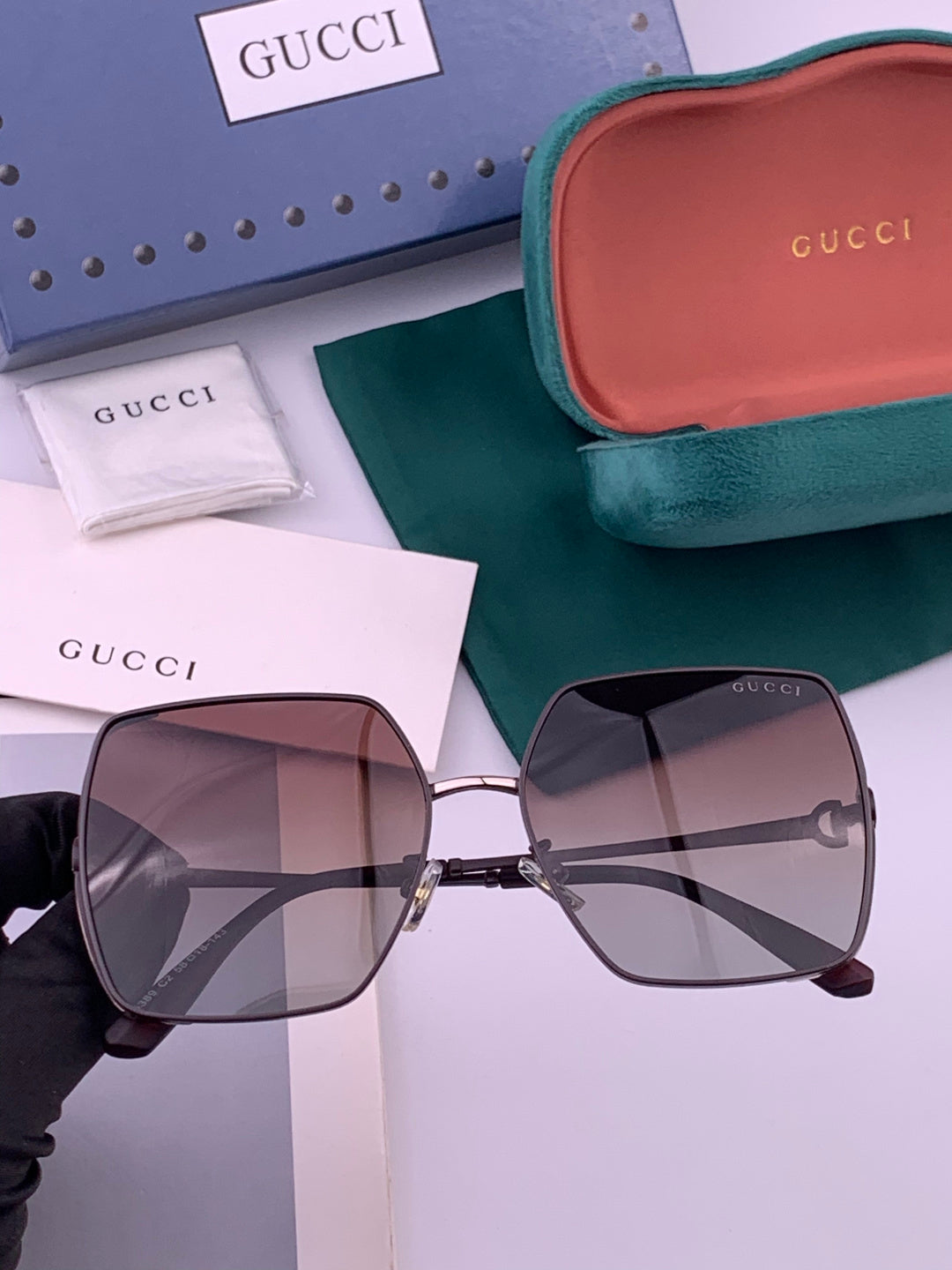 Gucci G9638 Polarized Square Brown Lens Sunglasses for Women - 382120