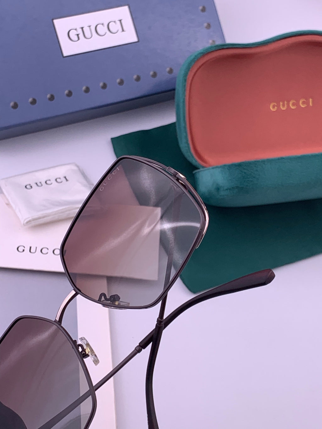 Gucci G9638 Polarized Square Brown Lens Sunglasses for Women - 382120 - detail image 4