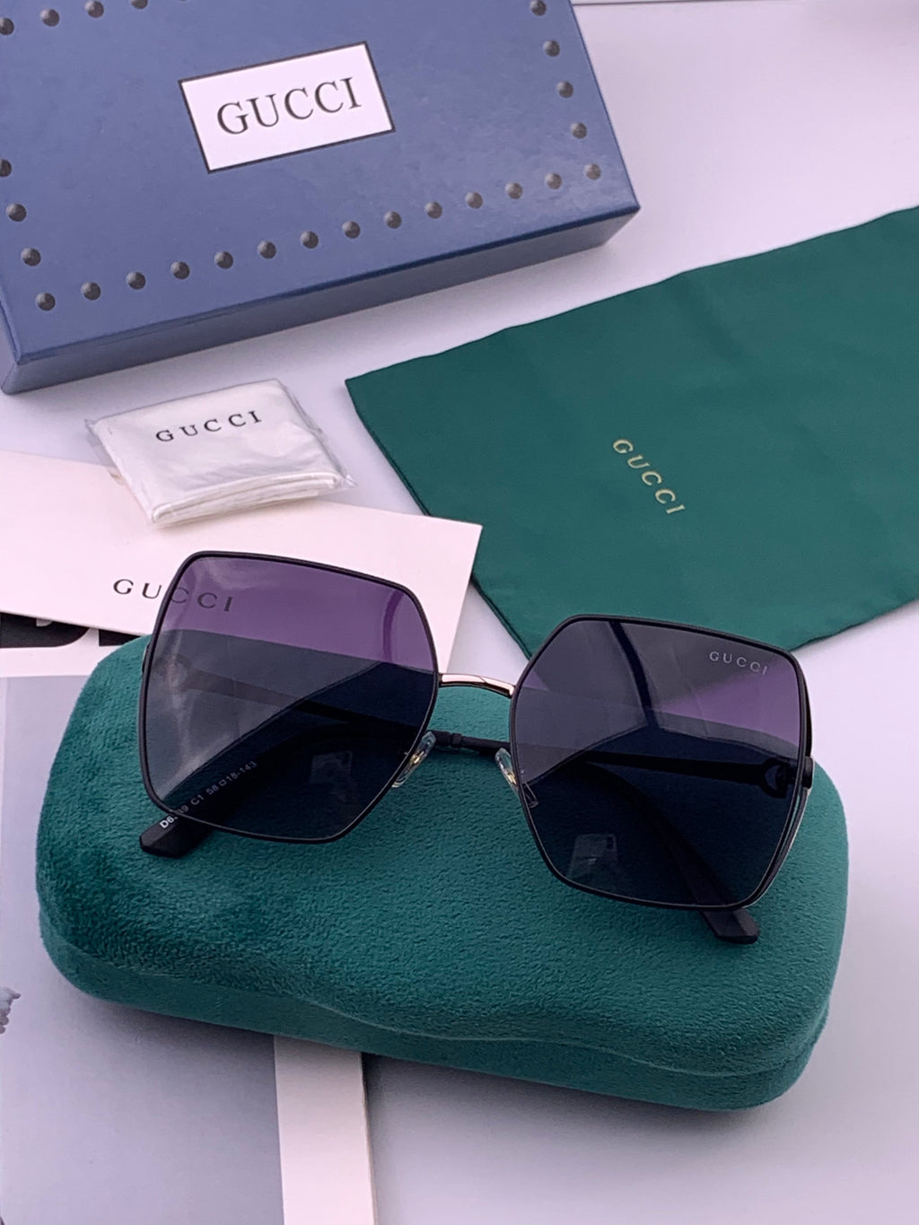 Gucci G9638 Polarized Square Black Lens Sunglasses for Women - 382121 - detail image 7