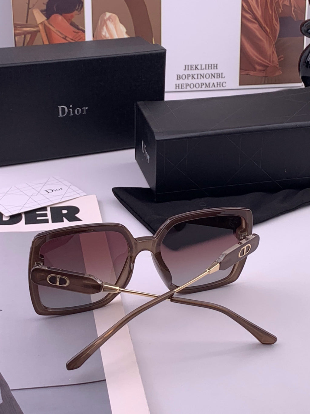 Dior CD6305 Polarized Square Gold Lens Sunglasses for Women - 382414 - detail image 5