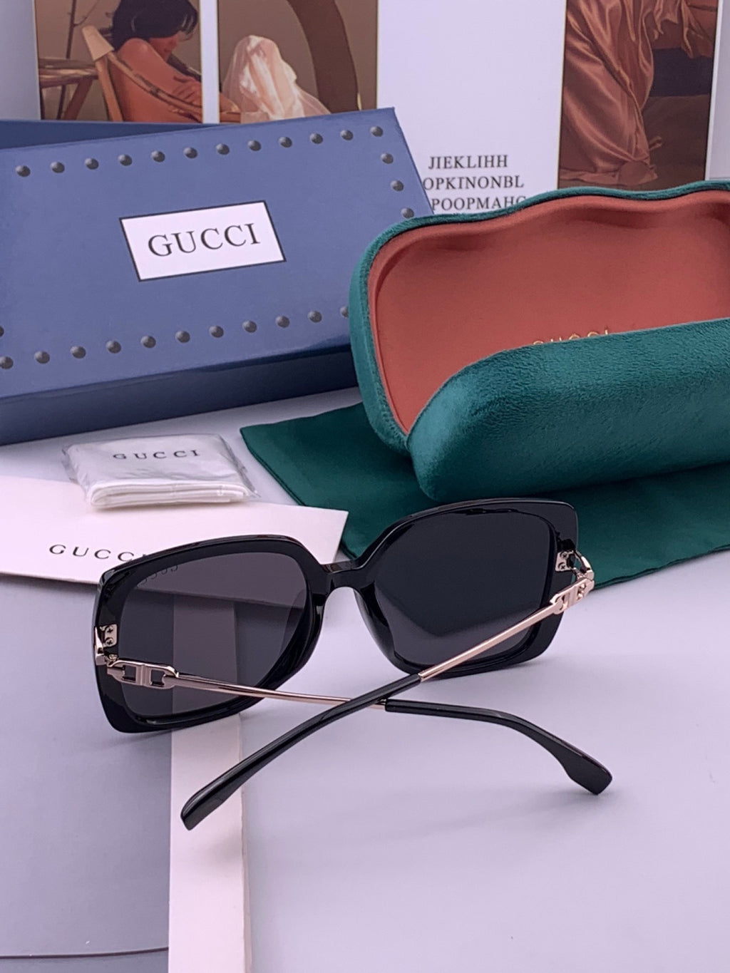 Gucci G9750 Polarized Square Red Lens Sunglasses for Women - 382088 - detail image 5