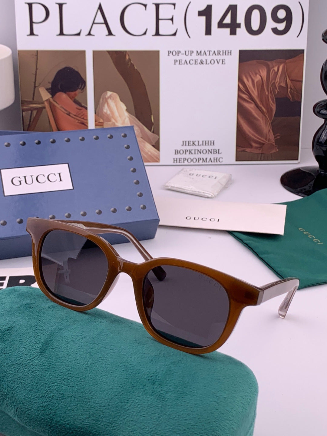 Gucci G5990 Polarized Square Gold Lens Sunglasses for Men & Women - 382095 - detail image 3