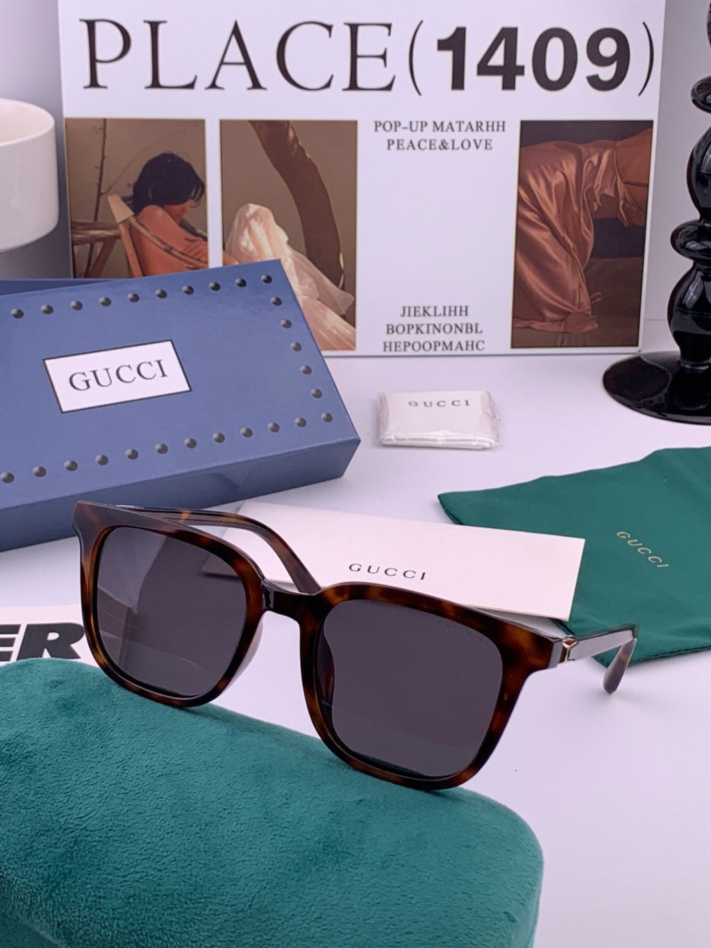 Gucci G4613 Polarized Square Black Lens Sunglasses for Women - 382104 - detail image 2