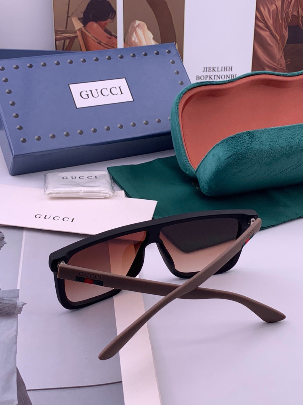 Gucci G62101 Aviator Gold Lens Sunglasses for Men & Women - detail image 6