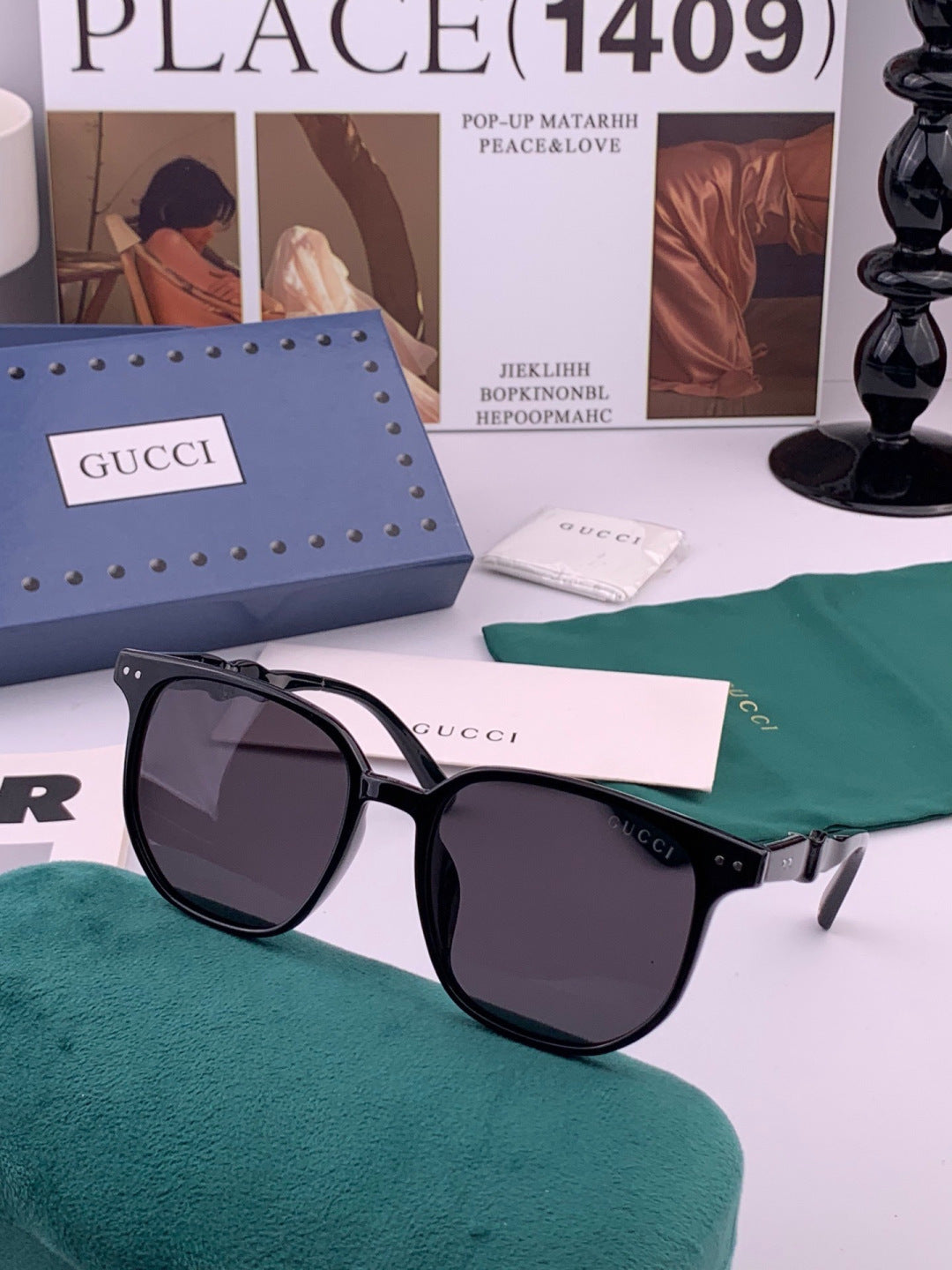 Gucci G0613 Polarized Square Black Lens Sunglasses for Women - 382075 - detail image 3