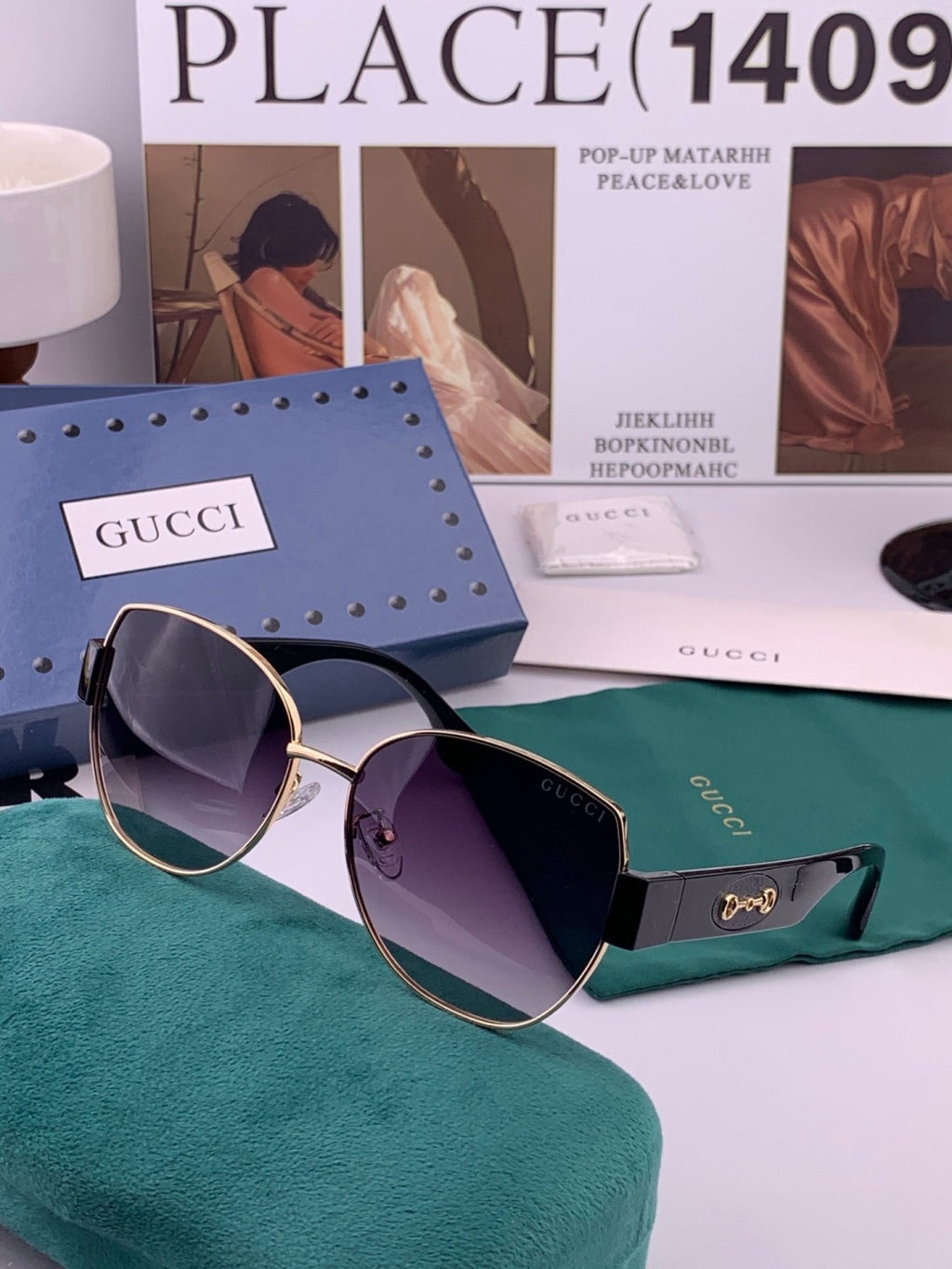 Gucci G1379 Metal Square Gold Lens Sunglasses for Men & Women - 382027 - detail image 3