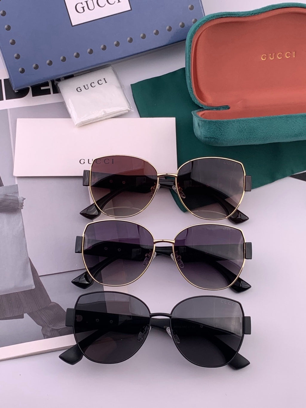 Gucci G1379 Metal Square Gold Lens Sunglasses for Men & Women - 382028 - detail image 6