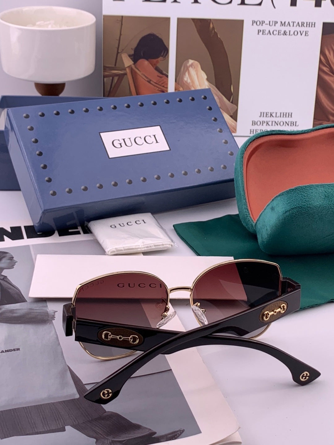 Gucci G1379 Metal Square Gold Lens Sunglasses for Men & Women - 382028 - detail image 4