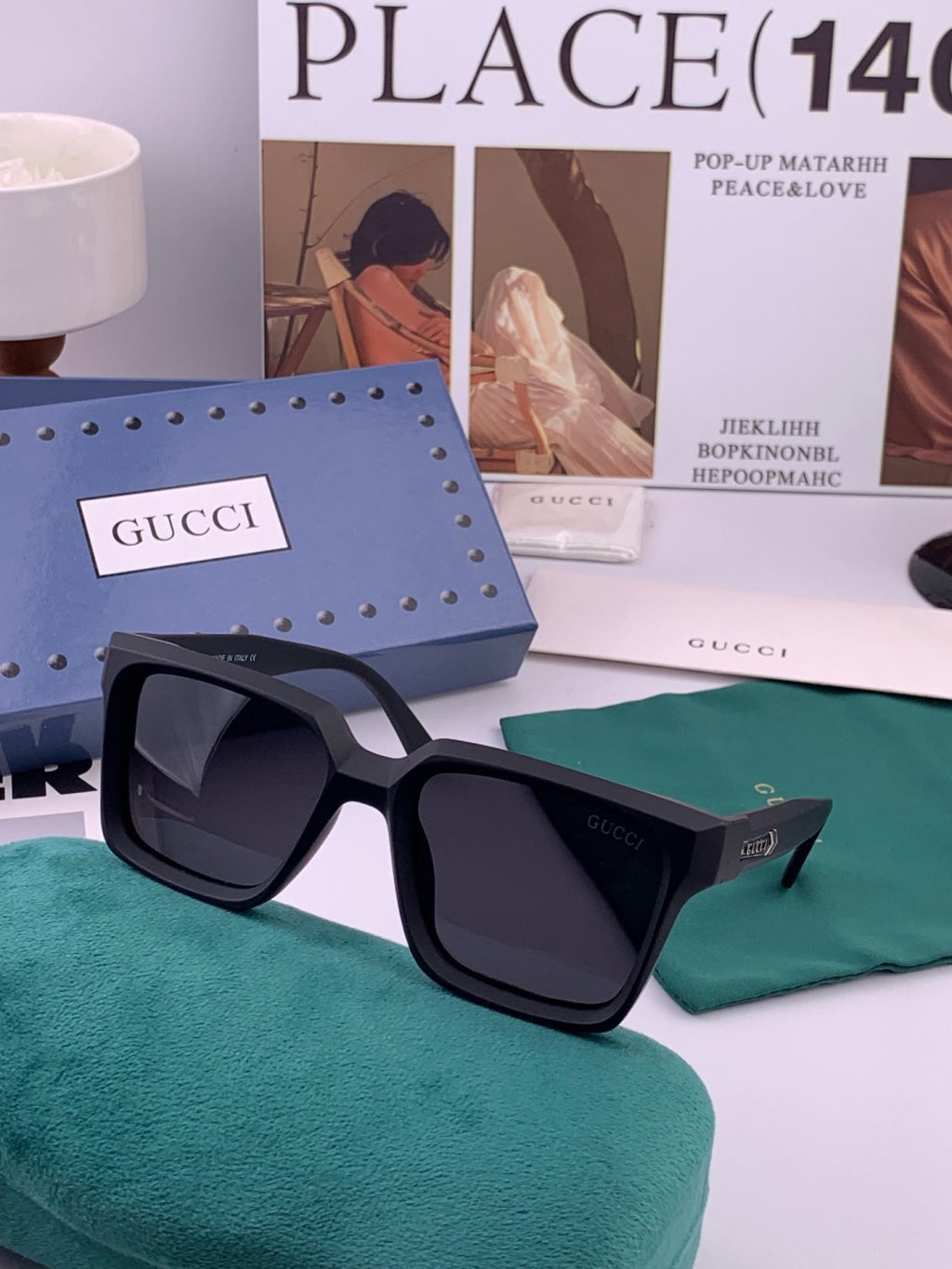 Gucci G8511 Polarized Square Gold Lens Sunglasses for Women - 382029 - detail image 3