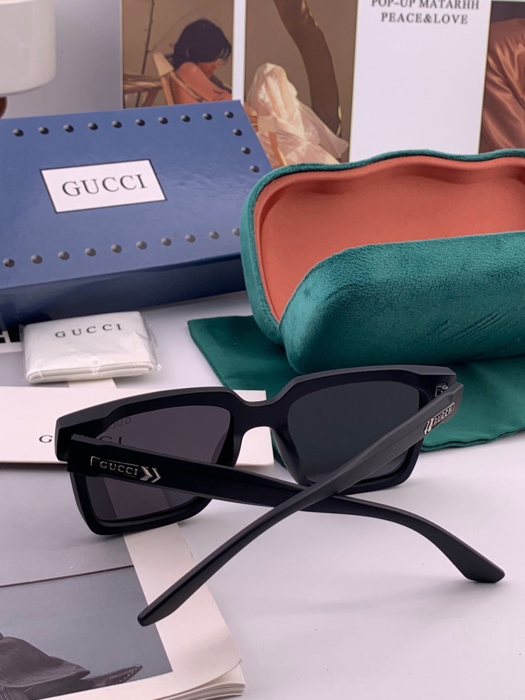 Gucci G8511 Polarized Square Gold Lens Sunglasses for Women - 382029 - detail image 5
