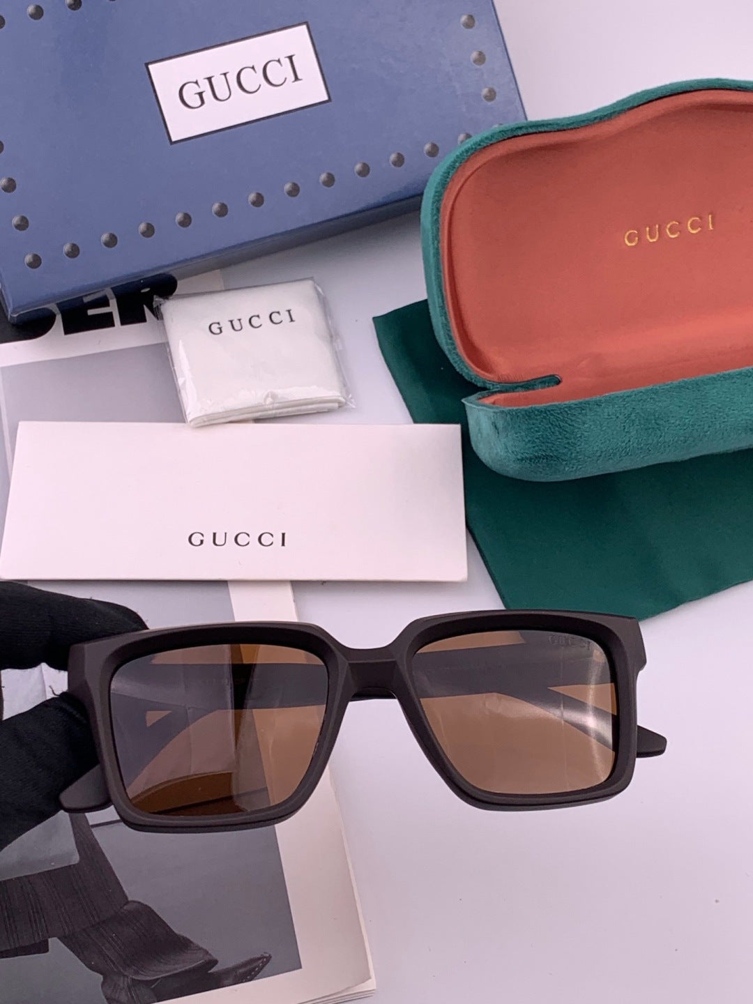 Gucci G8511 Polarized Square Gold Lens Sunglasses for Women - 382029