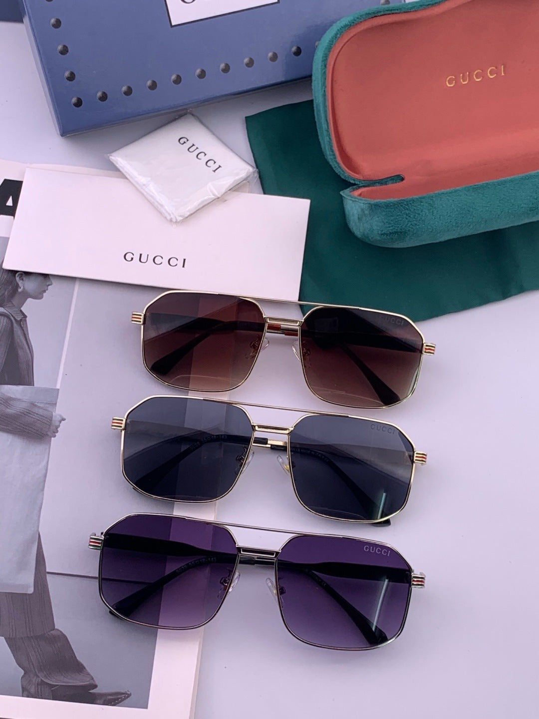Gucci G8902 Aviator Gold Lens Sunglasses for Men & Women - 382033 - detail image 7