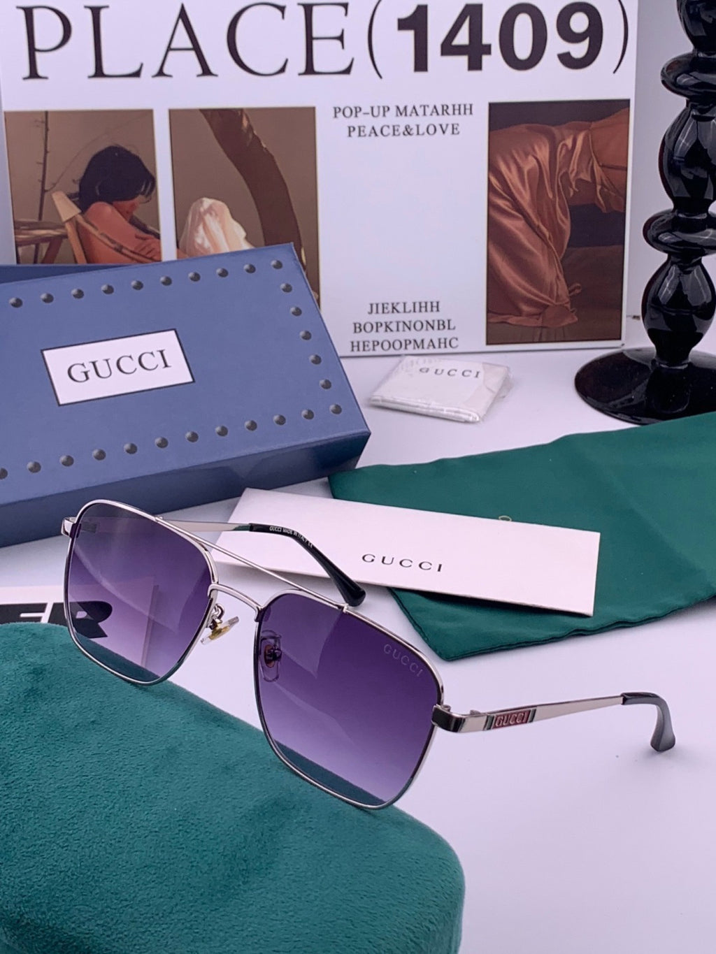 Gucci G1903 Aviator Black Lens Sunglasses for Men & Women - 382034 - detail image 4