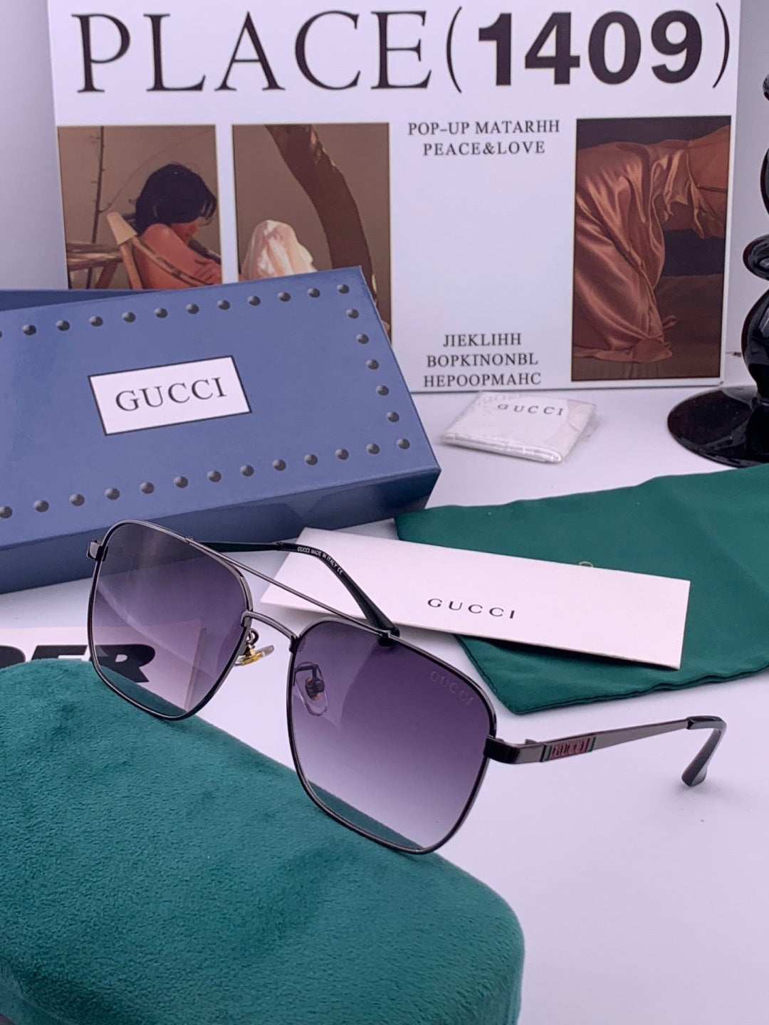 Gucci G1903 Aviator Black Lens Sunglasses for Men & Women - 382034 - detail image 3