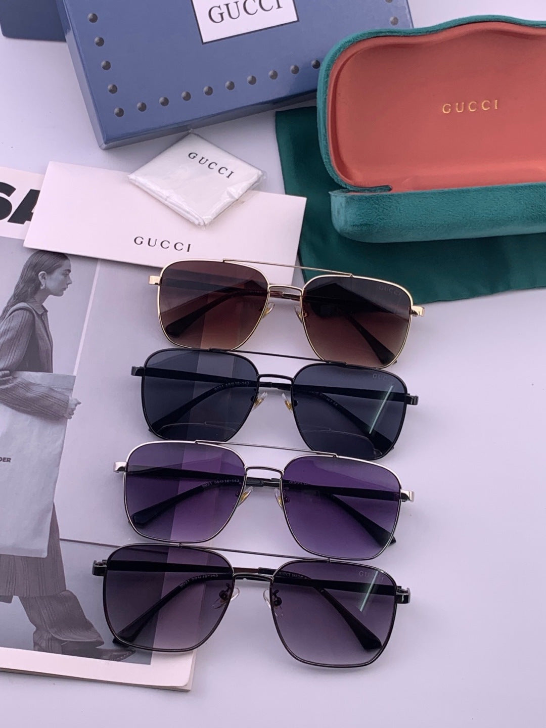Gucci G1903 Aviator Black Lens Sunglasses for Men & Women - 382034 - detail image 7