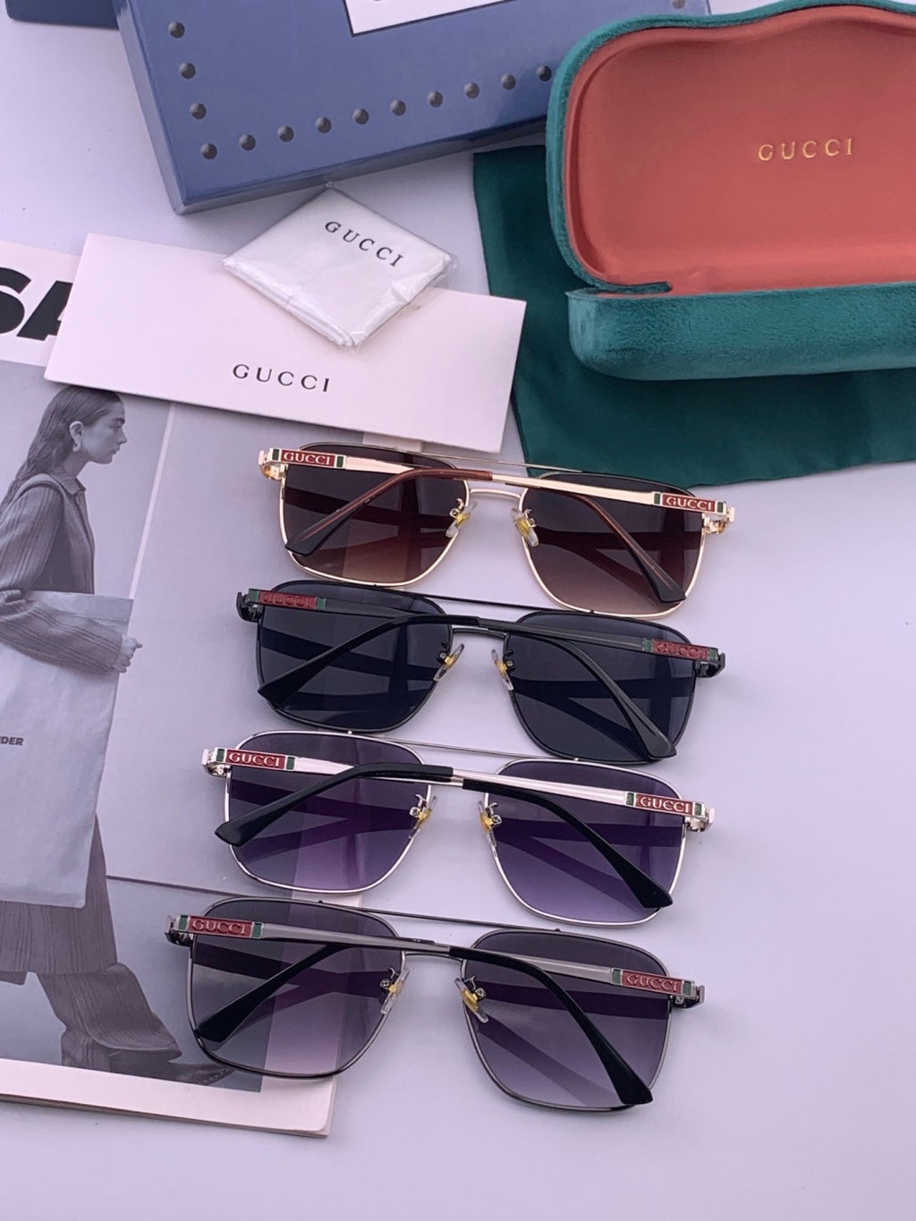Gucci G1903 Aviator Black Lens Sunglasses for Men & Women - 382035 - detail image 6