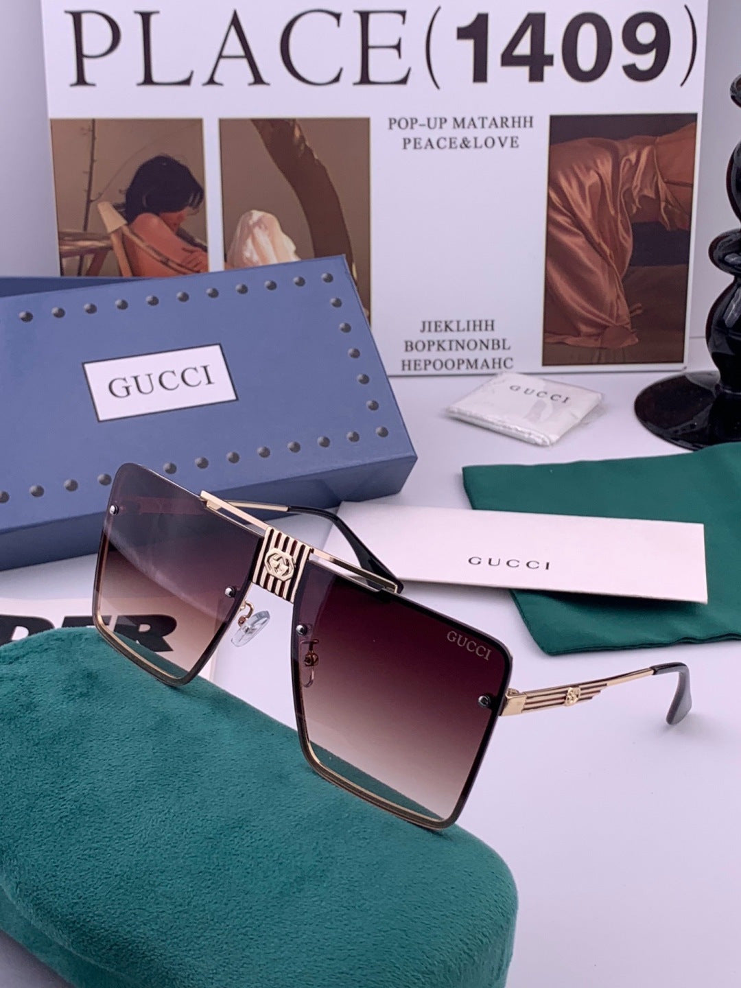 Gucci G71759 Aviator Red Lens Sunglasses for Men & Women - detail image 6