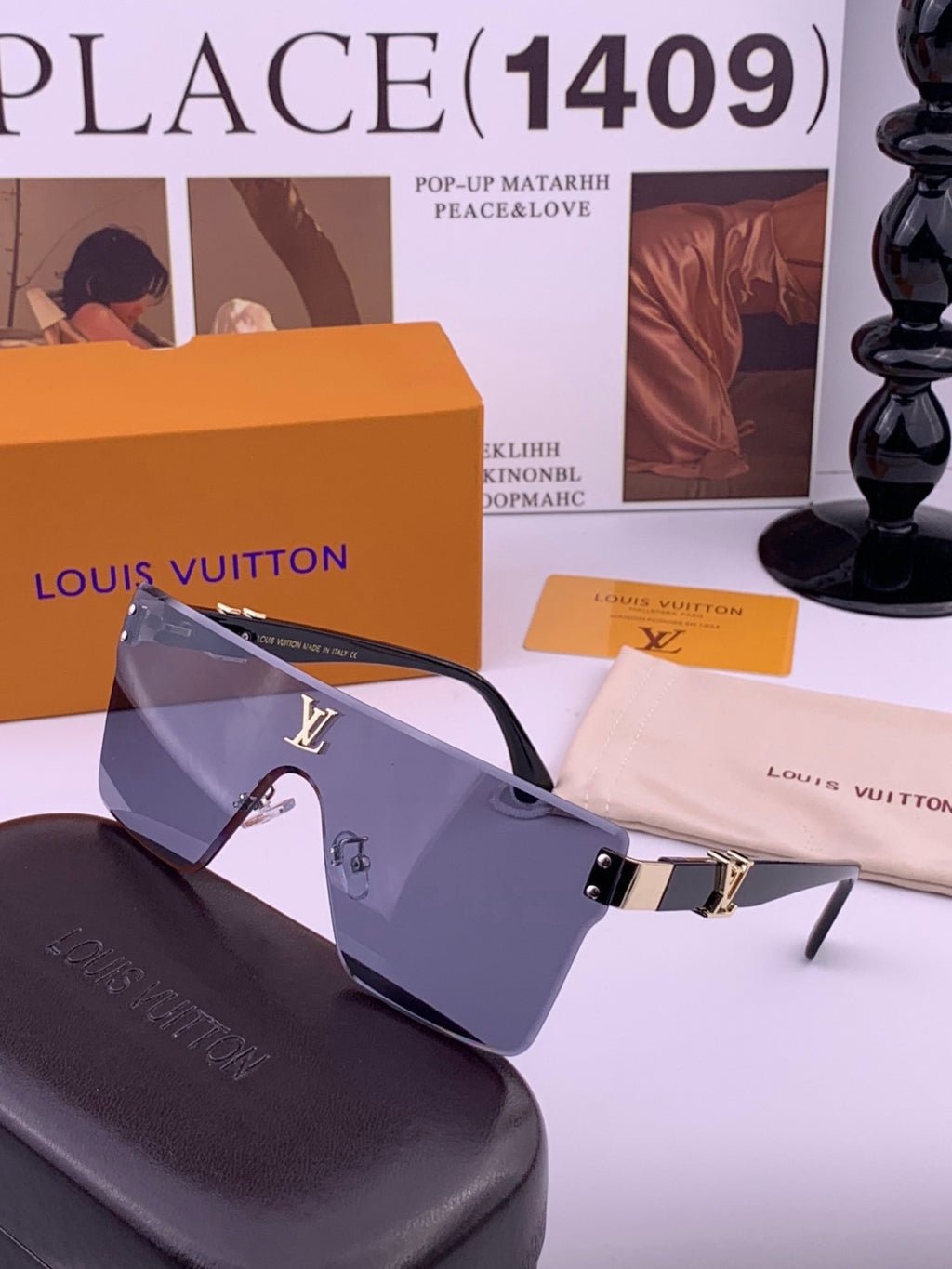Louis Vuitton L36000 Oversized Blue Lens Sunglasses for Men & Women - 381842 - detail image 2