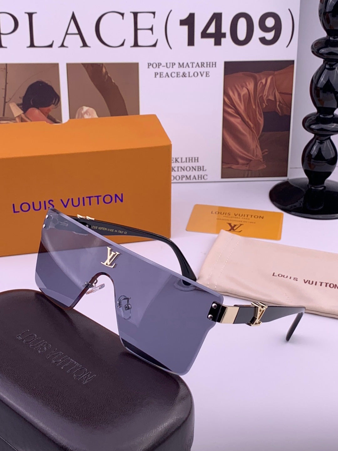 Louis Vuitton L36000 Oversized Blue Lens Sunglasses for Men & Women - 381842 - detail image 2