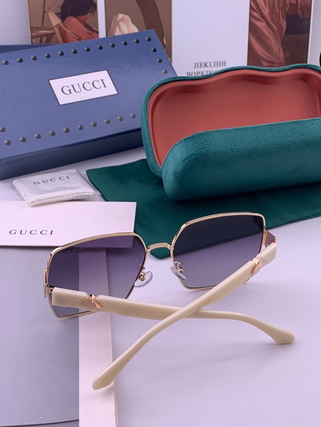 Gucci G0827 Polarized Oversized Pink Lens Sunglasses for Men & Women - detail image 6