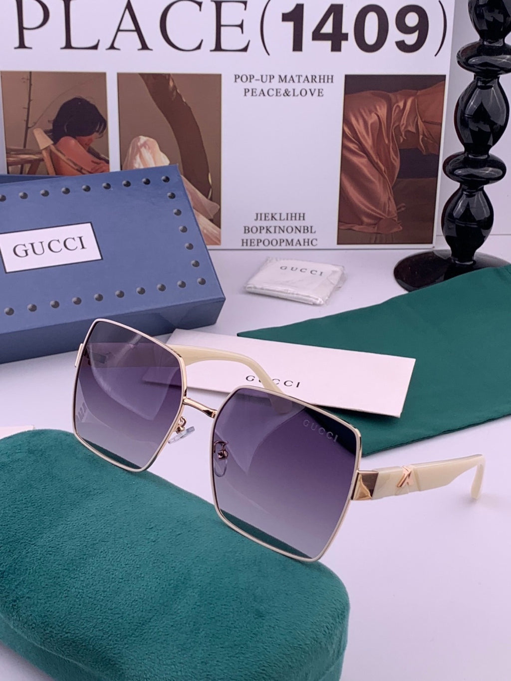 Gucci G0827 Polarized Oversized Pink Lens Sunglasses for Men & Women - detail image 2