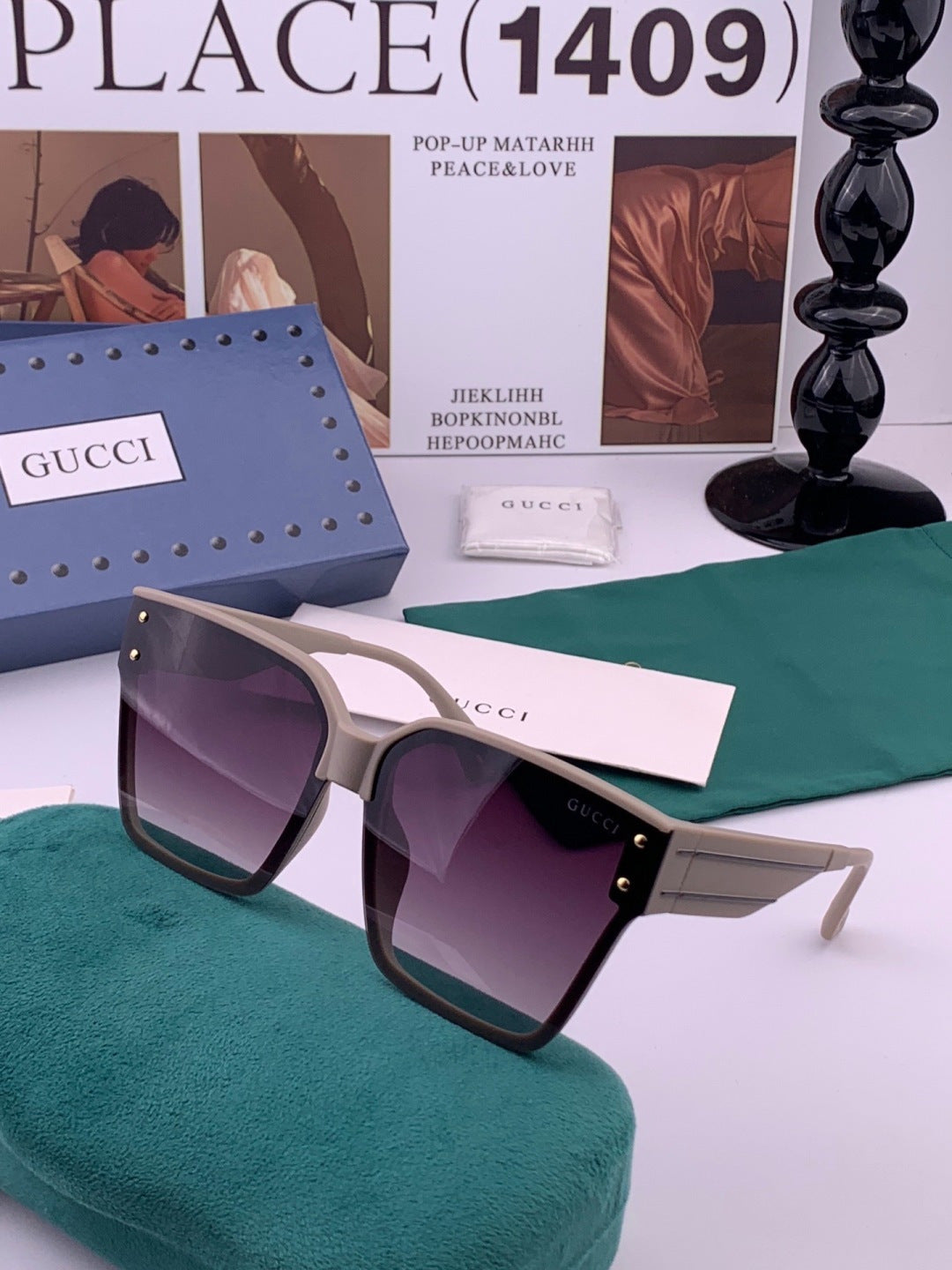Gucci G7290 Metal Square Red Lens Sunglasses for Men & Women - 382045