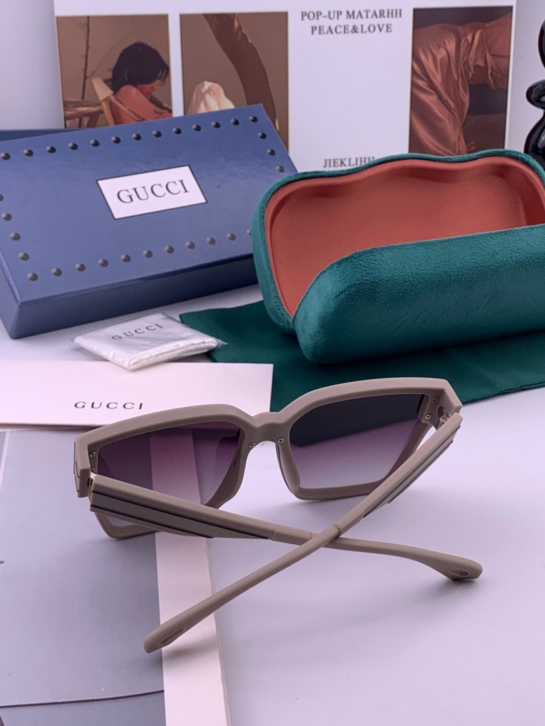 Gucci G7290 Metal Square Red Lens Sunglasses for Men & Women - 382045 - detail image 5