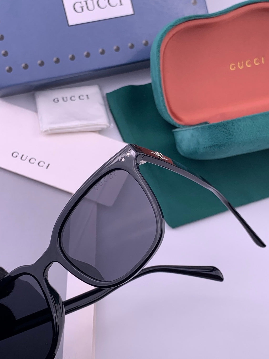 Gucci G12040 Polarized Square Black Lens Sunglasses for Men & Women - 382003