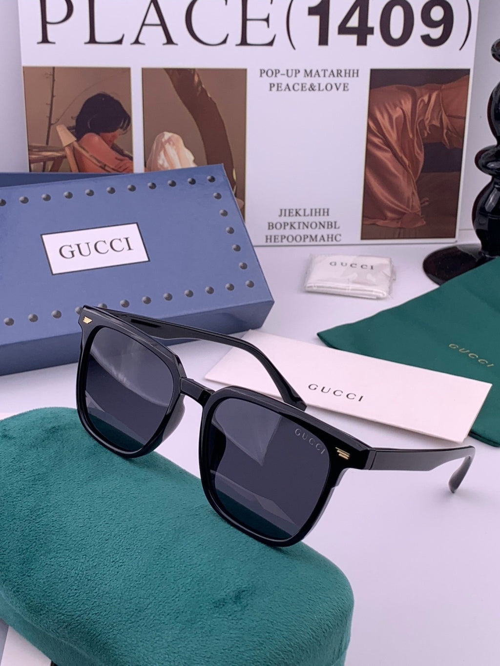 Gucci G12032 Polarized Square Gold Lens Sunglasses for Men & Women - 382005