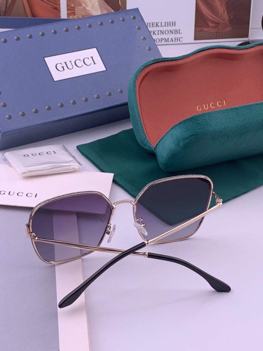 Gucci G11018 Polarized Square Red Lens Sunglasses for Women - detail image 6