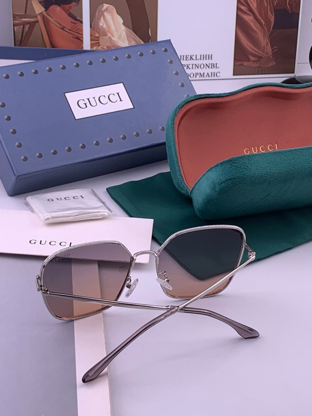 Gucci G11018 Polarized Square Brown Lens Sunglasses for Women - detail image 5